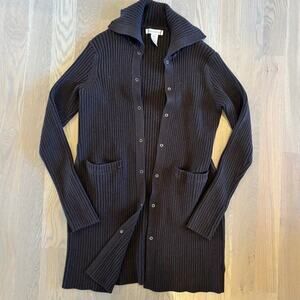VTG Y2K Jones New York Heavy Long Cardigan Sweater Duster Brown Womens Large